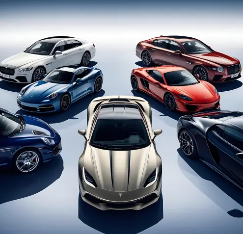 Various vehicle models lined up for recycling Various vehicle models lined up for recycling