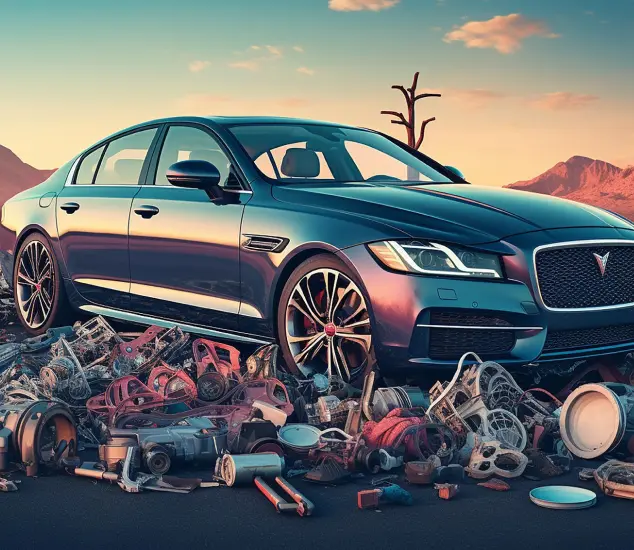 Ford car dismantling at auto wrecking yard Ford car dismantling at auto wrecking yard